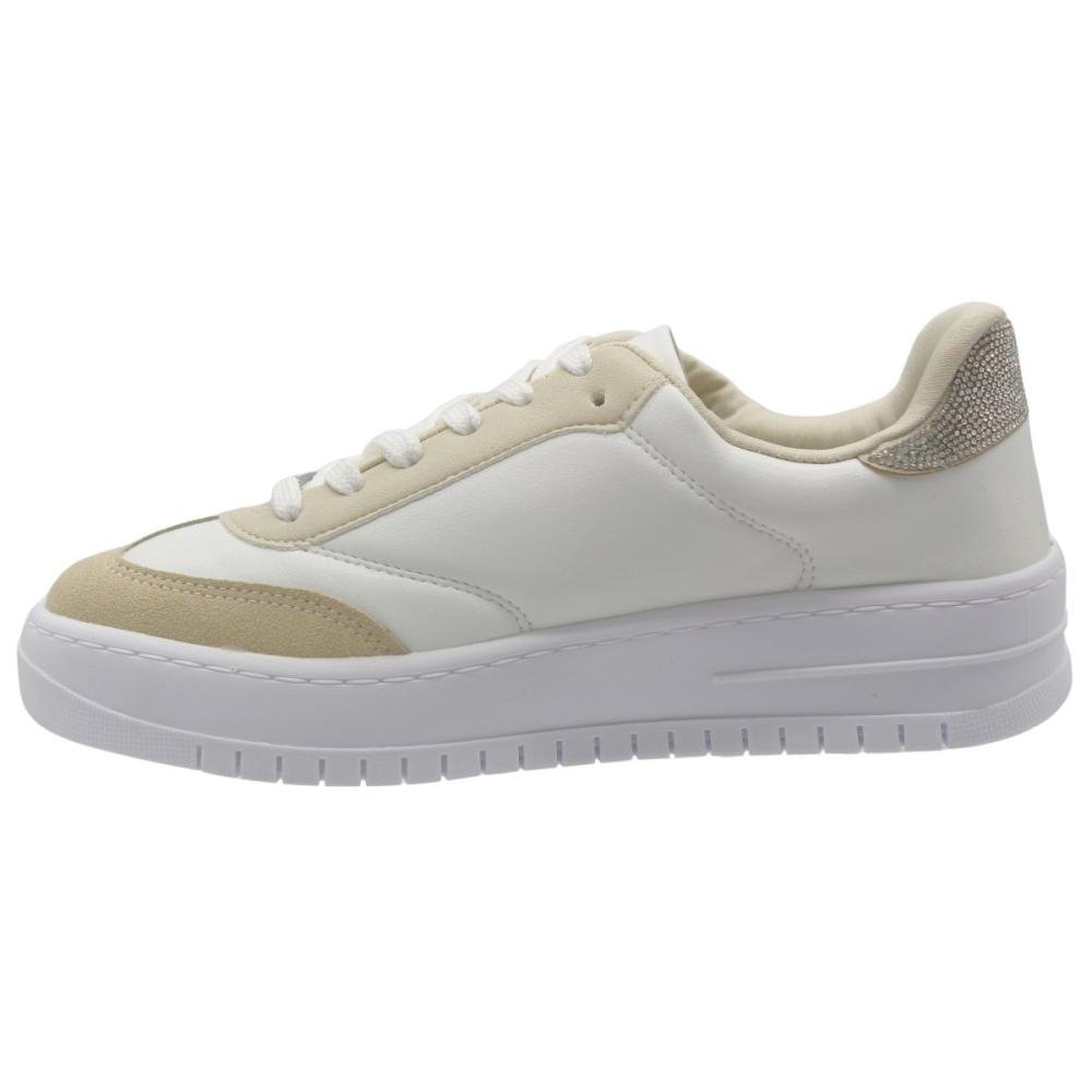 Tênis Casual Vizzano Recortes Em Camurça Brilho Feminino Branco 2