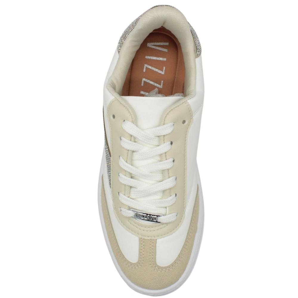 Tênis Casual Vizzano Recortes Em Camurça Brilho Feminino Branco 4