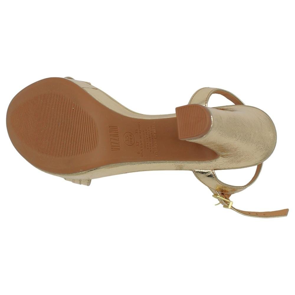 Sandália Salto Alto Vizzano Glamour Aplique Feminino Dourado 5