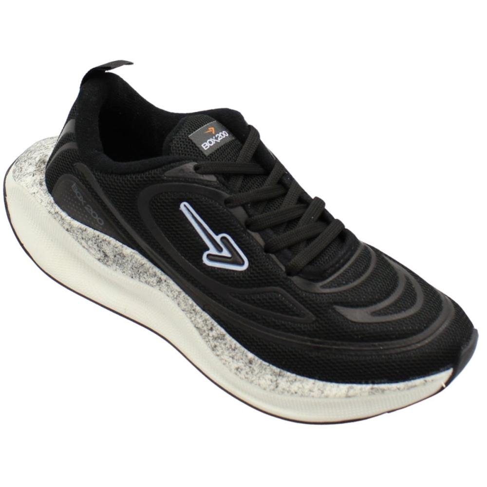 Tênis Esportivo Box 200 Entressola Texturizada Cadarço Masculino Preto 3