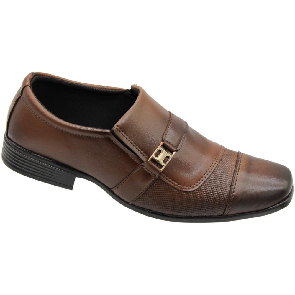 Sapato Social Maschili Sintético Aplique Metálico Masculino Marrom 3