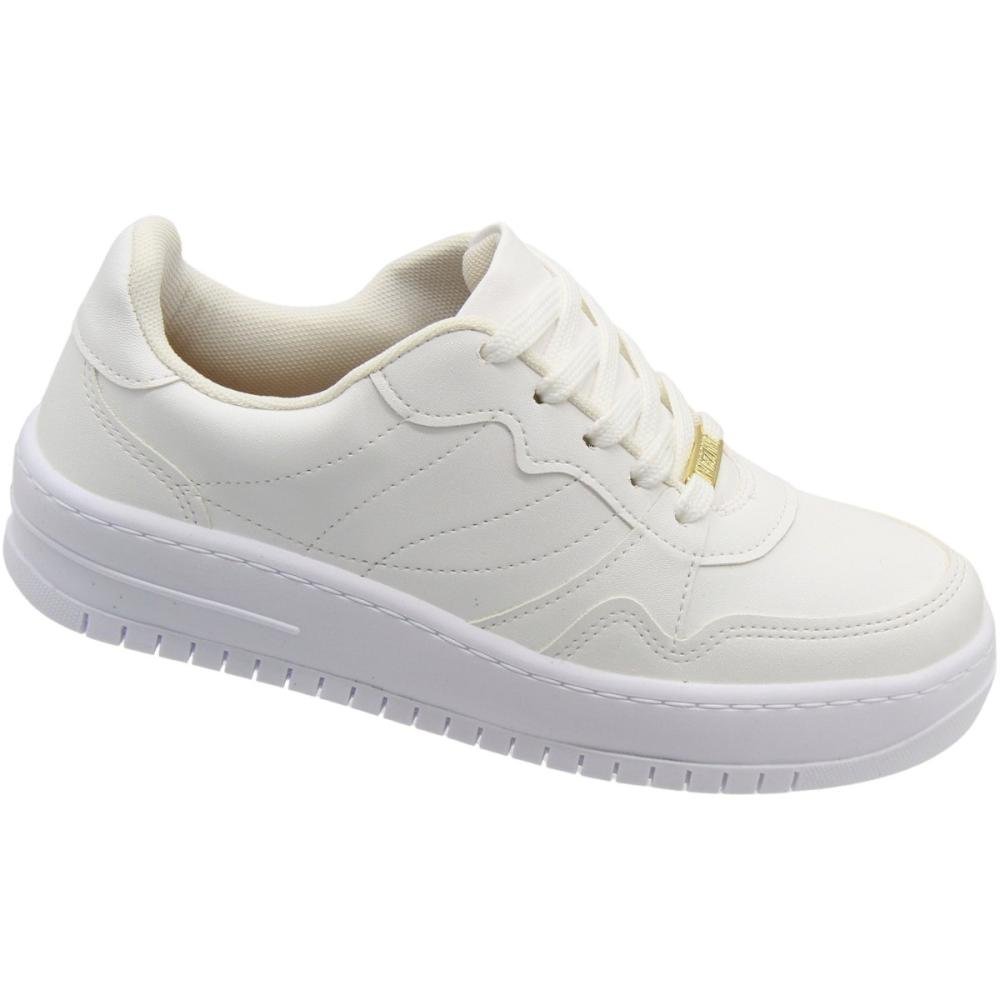 Tênis Casual Vizzano Plataforma Costuras Napa Pelica Feminino Branco 3