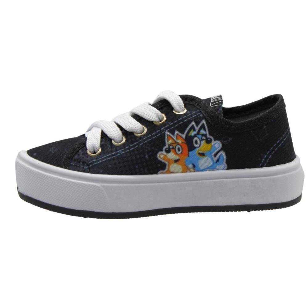 Tênis Casual Juvenil Ortobessa Bluey E Bingo Cadarço Menino Preto 2