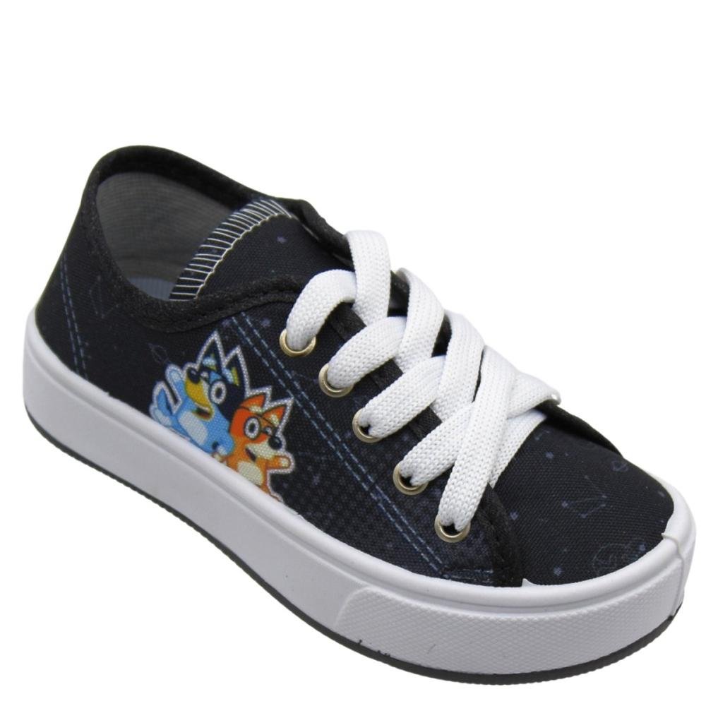 Tênis Casual Juvenil Ortobessa Bluey E Bingo Cadarço Menino Preto 3