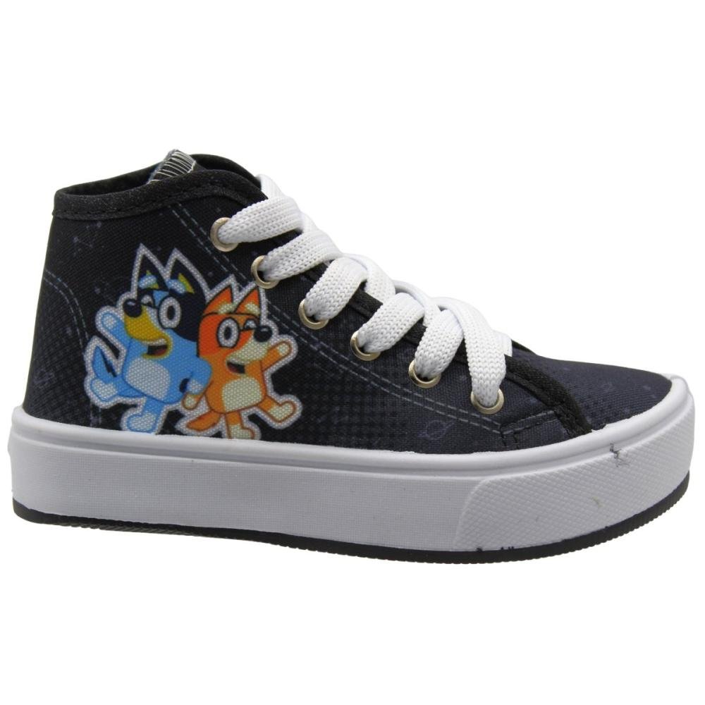 Tênis Cano Alto Infantil Ortobessa Bluey e Bingo Cadarço Menino