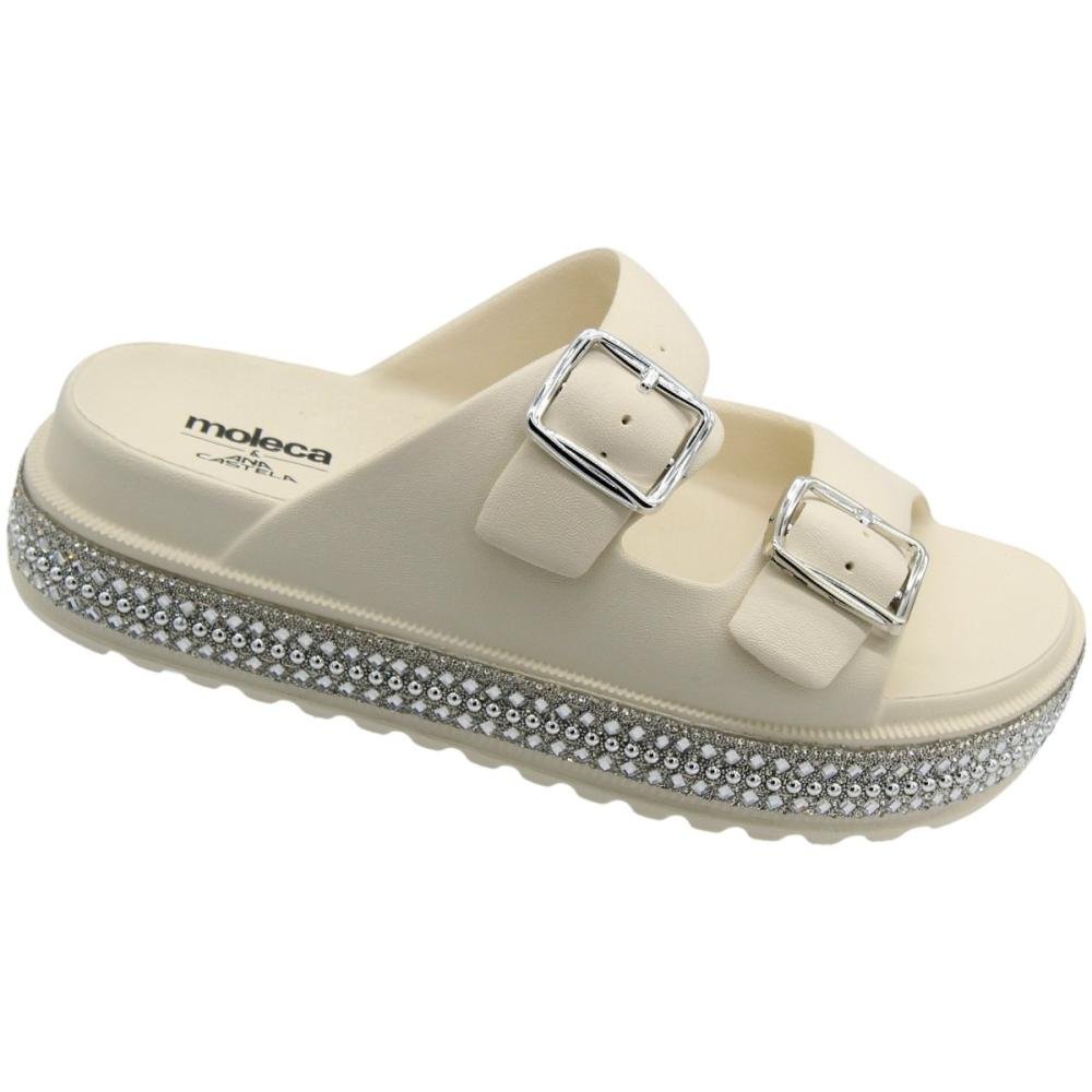 Tamanco Plataforma Moleca e Ana Castela EVA Com Strass Feminina Branco 3