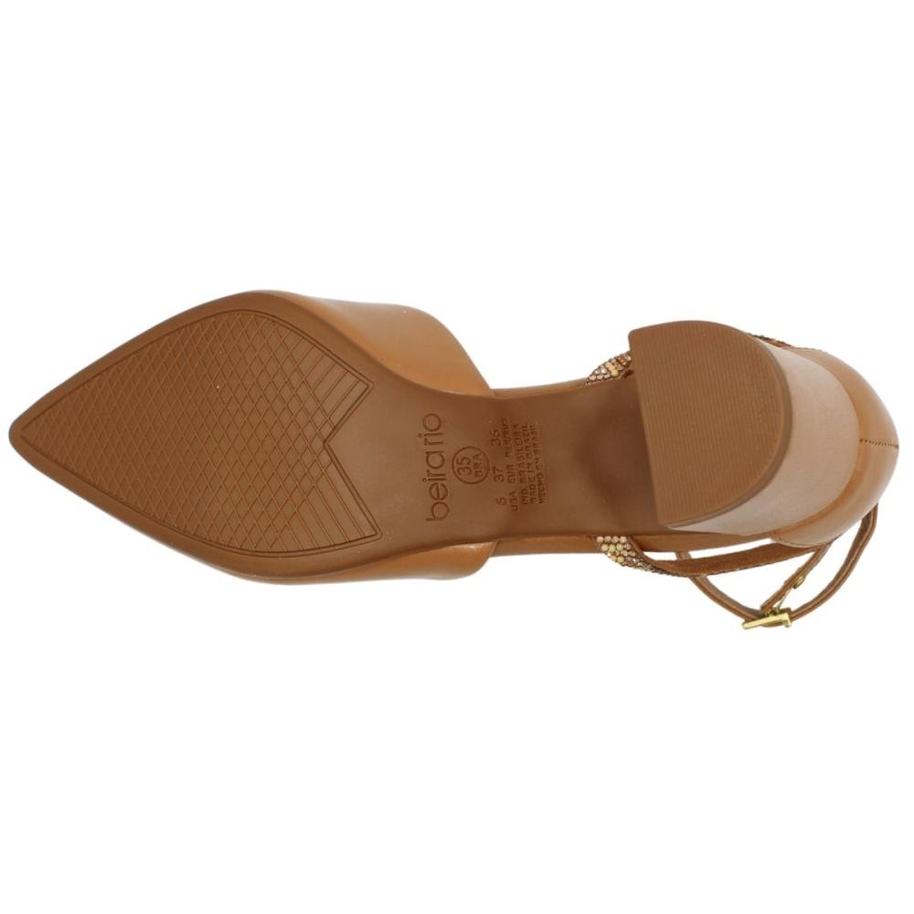 Scarpin Salto Alto Beira Rio Marselha Tira Com Strass Feminina Marrom 5