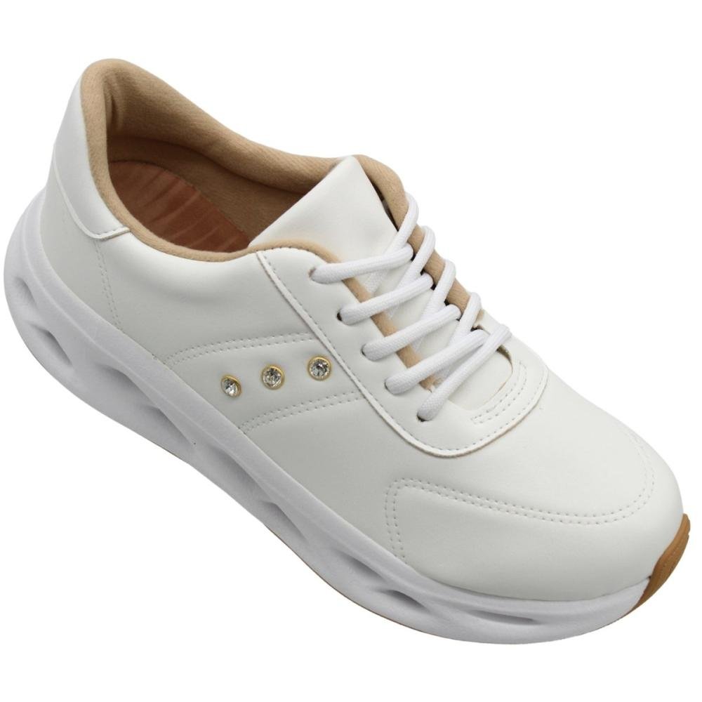 Tênis Jogging Plataforma Modare Detallhe Strass Feminino Branco 3