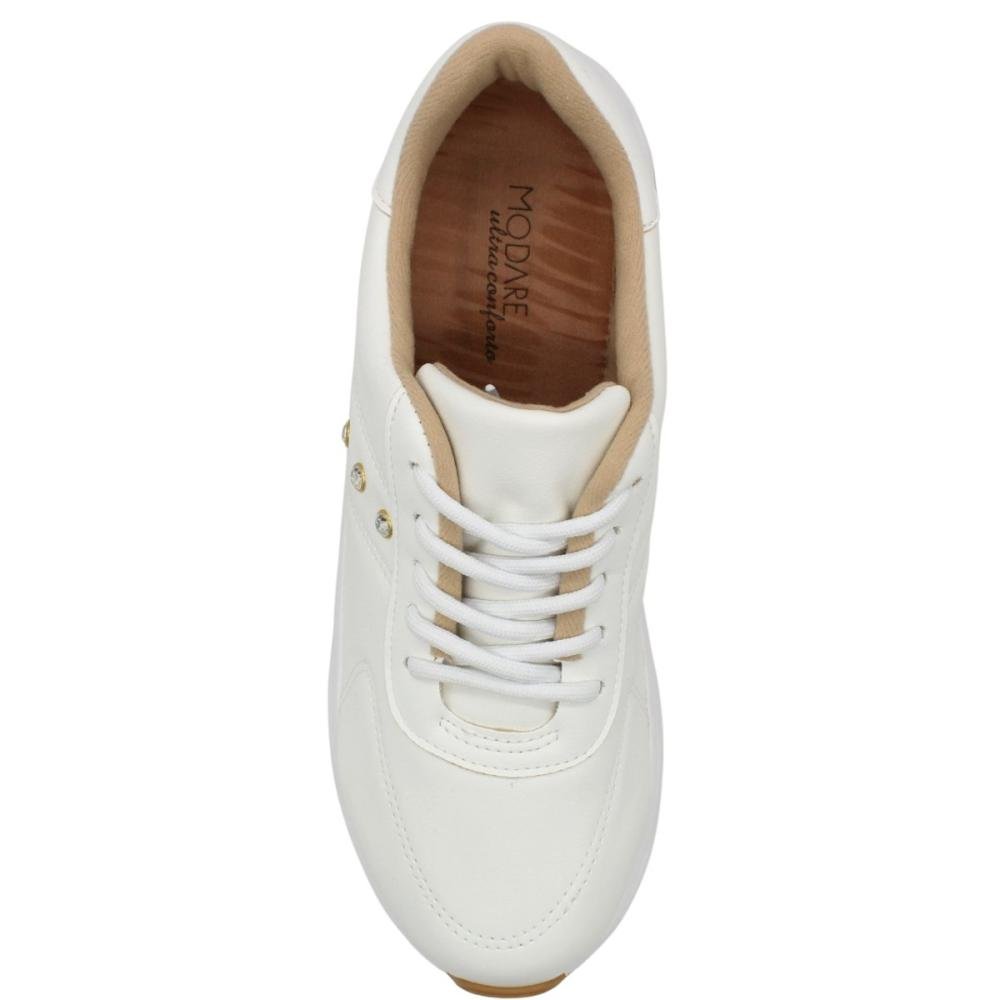 Tênis Jogging Plataforma Modare Detallhe Strass Feminino Branco 4