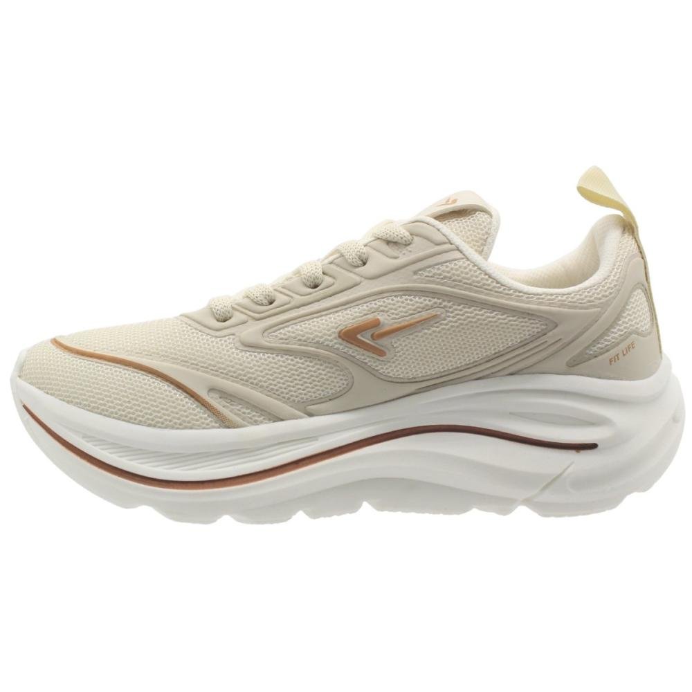 Tênis Esportivo Box 200 Fit Life Cadarço Feminino Bege 2
