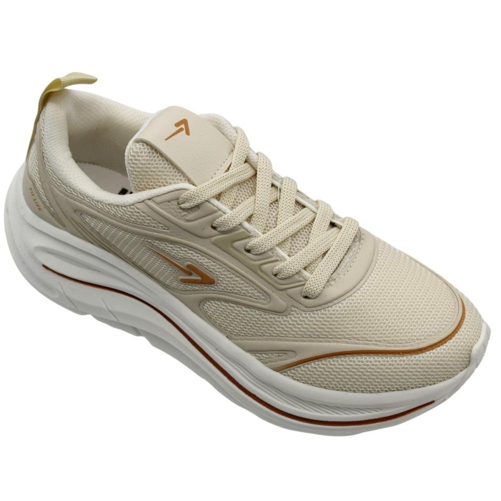 Tênis Esportivo Box 200 Fit Life Cadarço Feminino Bege 3