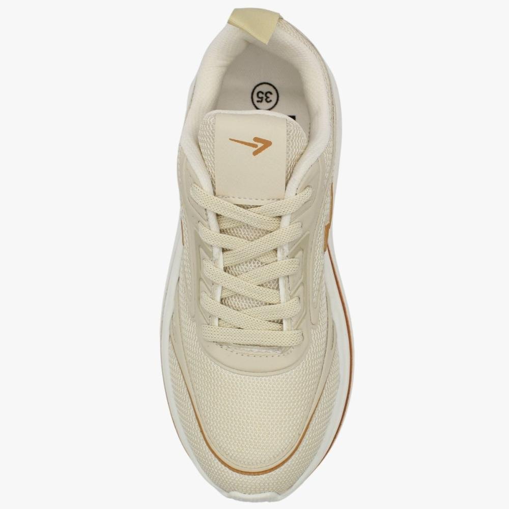 Tênis Esportivo Box 200 Fit Life Cadarço Feminino Bege 4