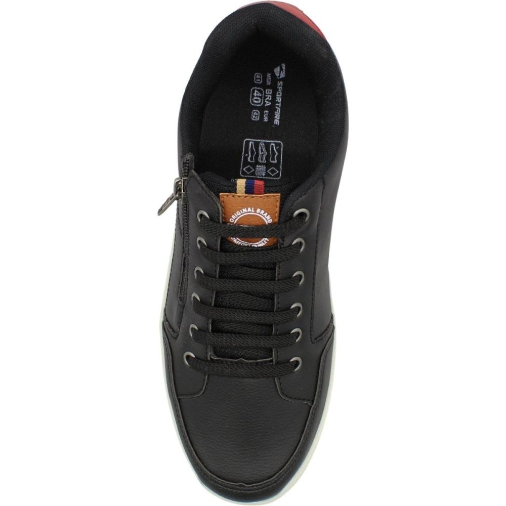 Sapatênis Sport Fire Costuras Ziper lateral Masculino Preto 4