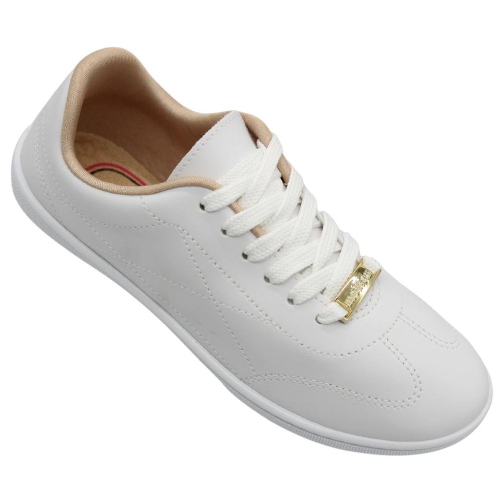 Tênis Casual Moleca Costuras Aplique Feminino Branco 3