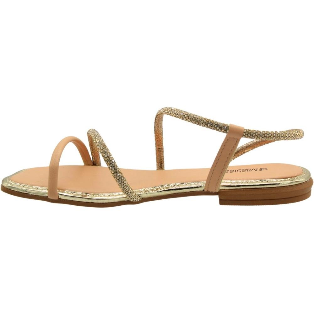 Sandália Rasteira Mississipi River Bisque Golden Feminina Rosa 2