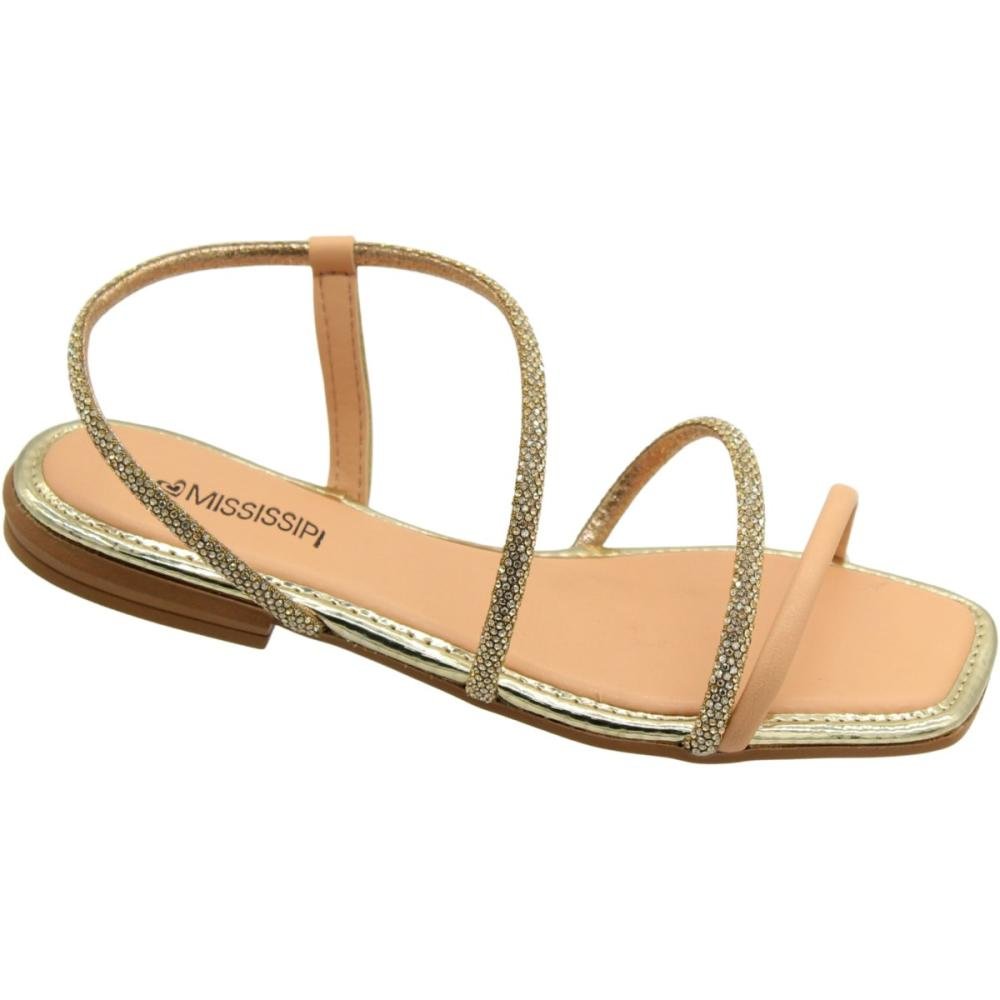 Sandália Rasteira Mississipi River Bisque Golden Feminina Rosa 3