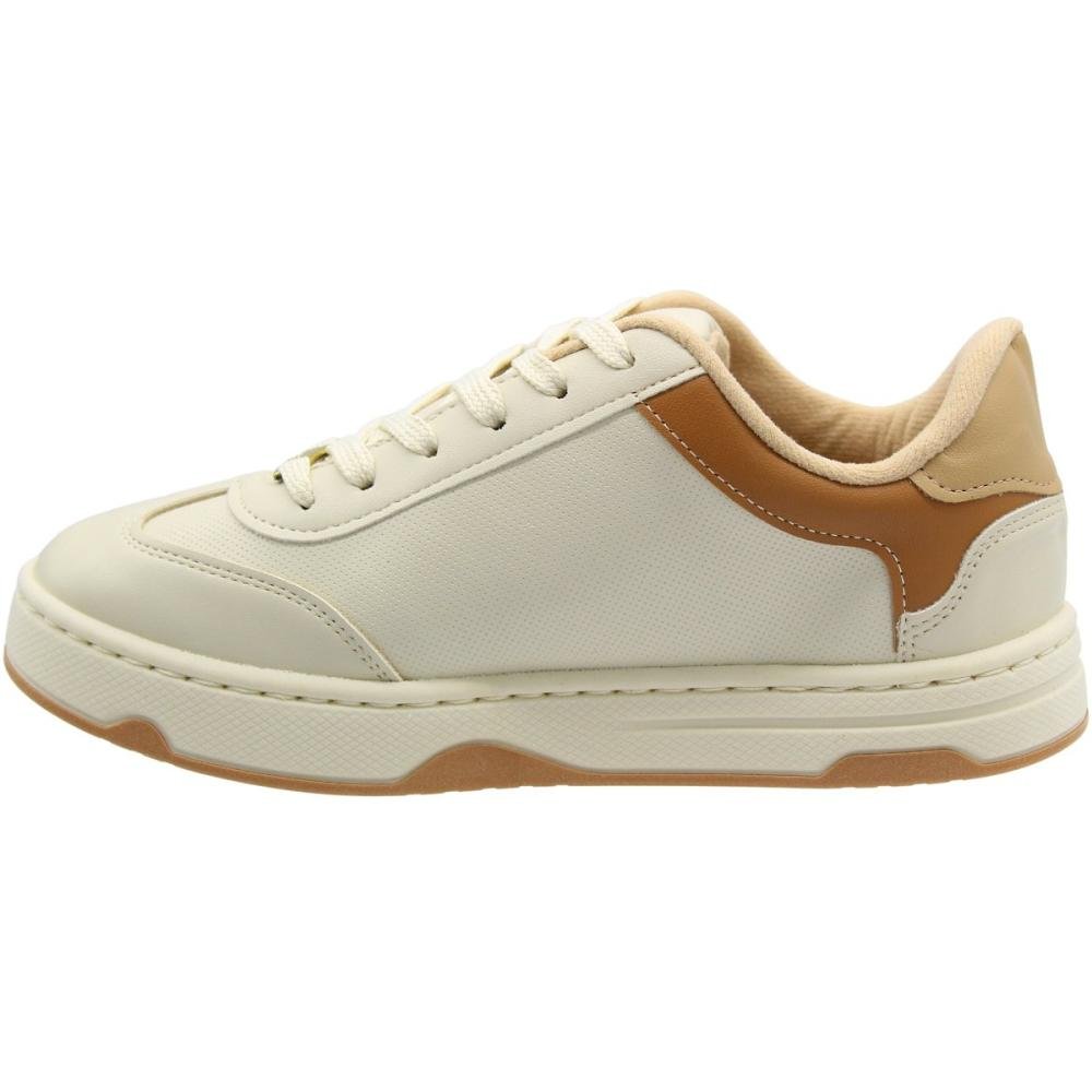 Tênis Casual Moleca Pesponto Napa Gales Feminino Bege 2