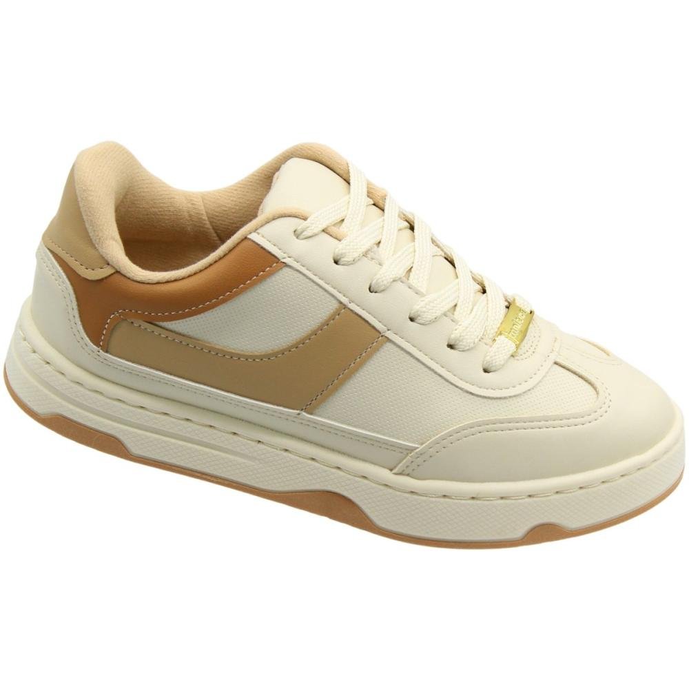 Tênis Casual Moleca Pesponto Napa Gales Feminino Bege 3