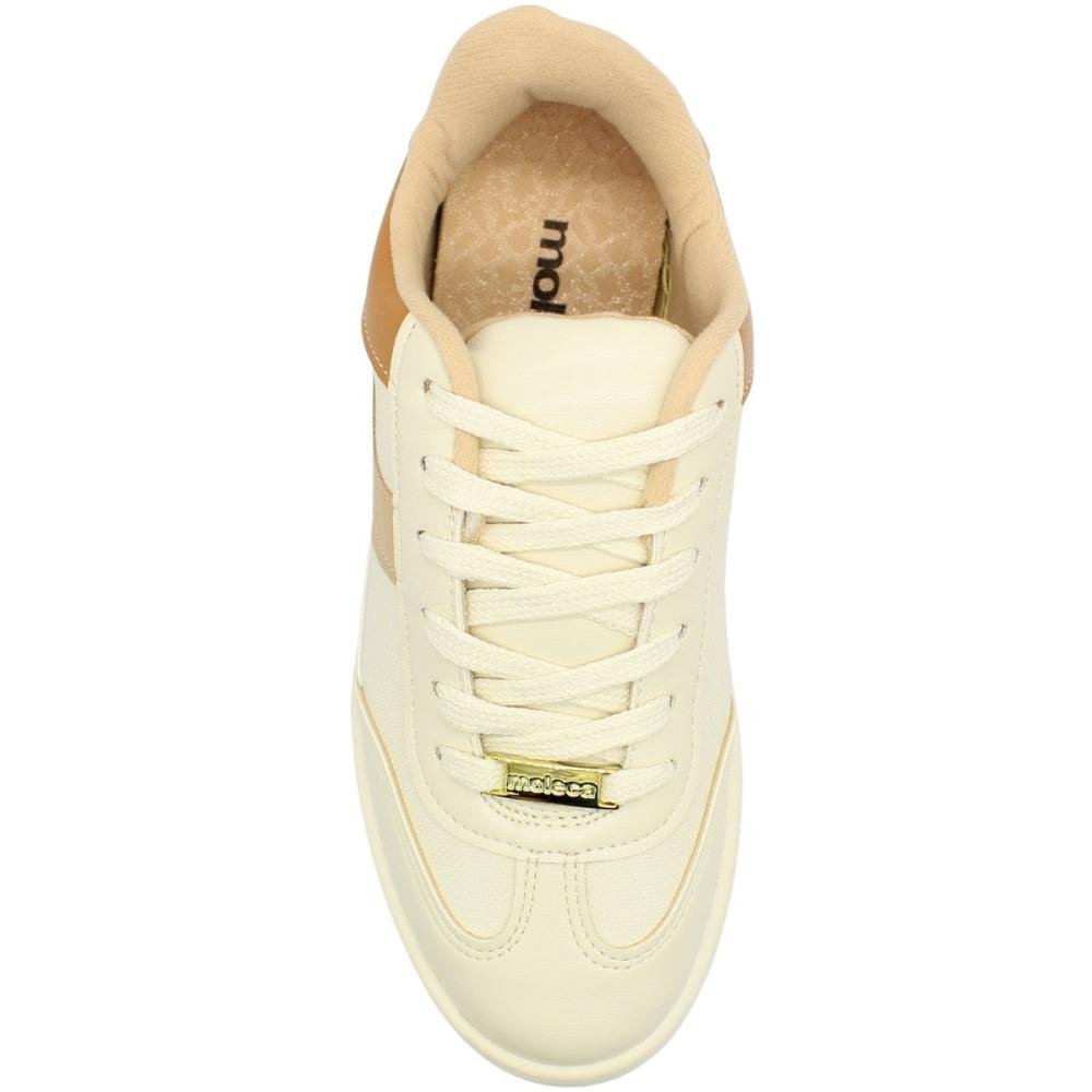 Tênis Casual Moleca Pesponto Napa Gales Feminino Bege 4