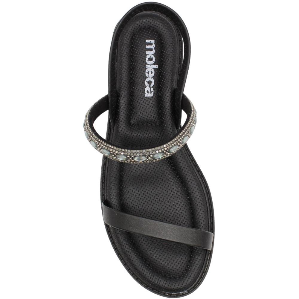 Sandália Rasteira Moleca Spark Tira Cravejada Feminino Preto 4