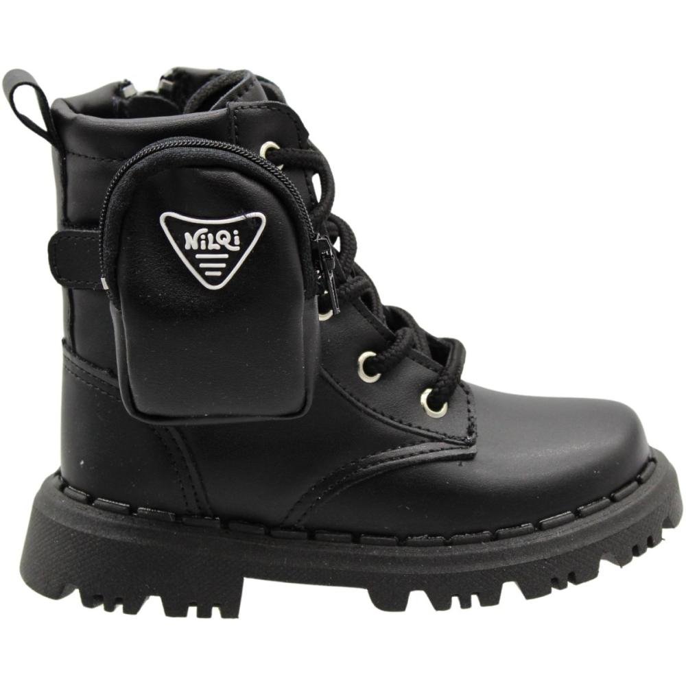 Bota Coturno Bebê Nilqi Bolsa Lateral Menina Preto 3