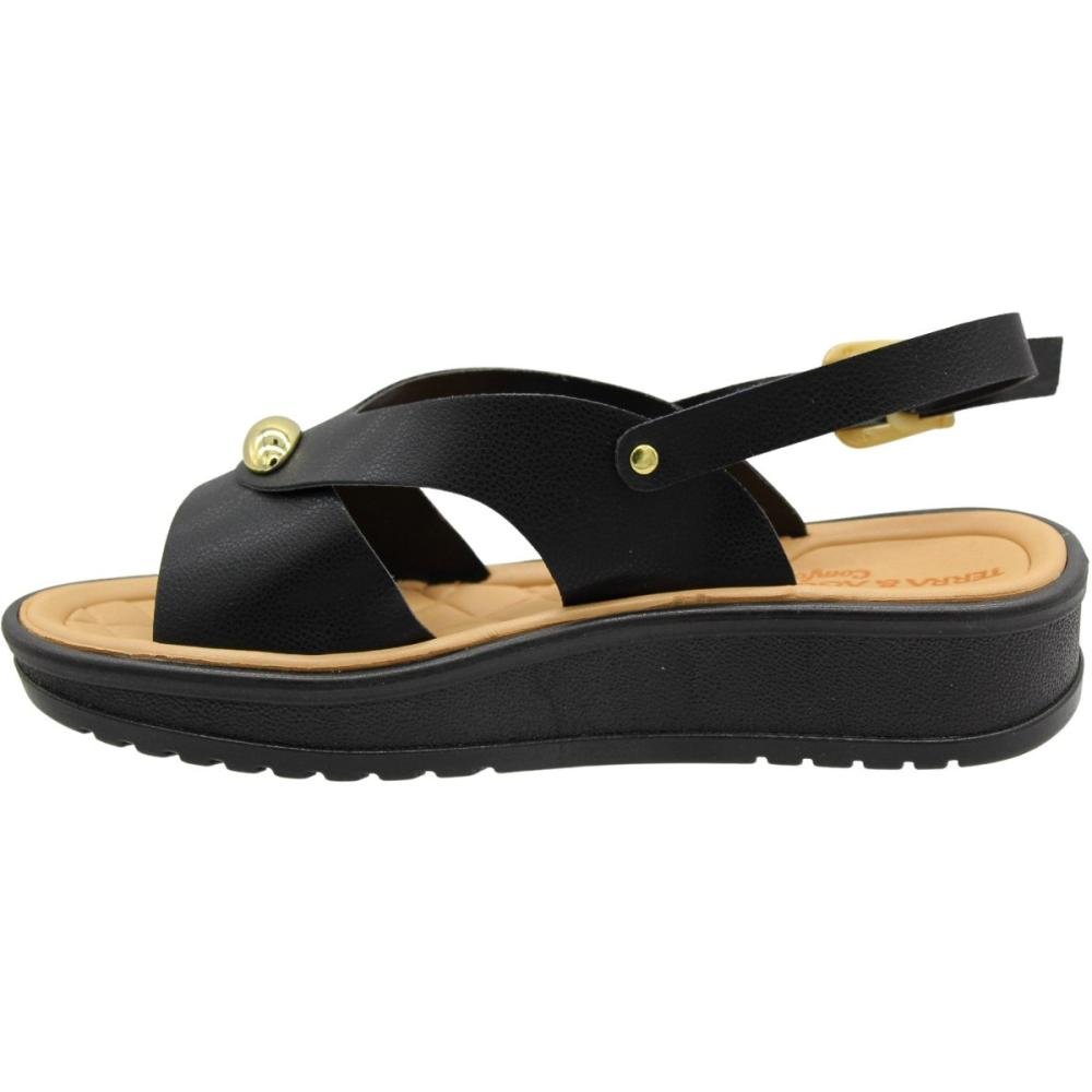 Sandália Plataforma Terra e Agua Confort Feminino Preto 2