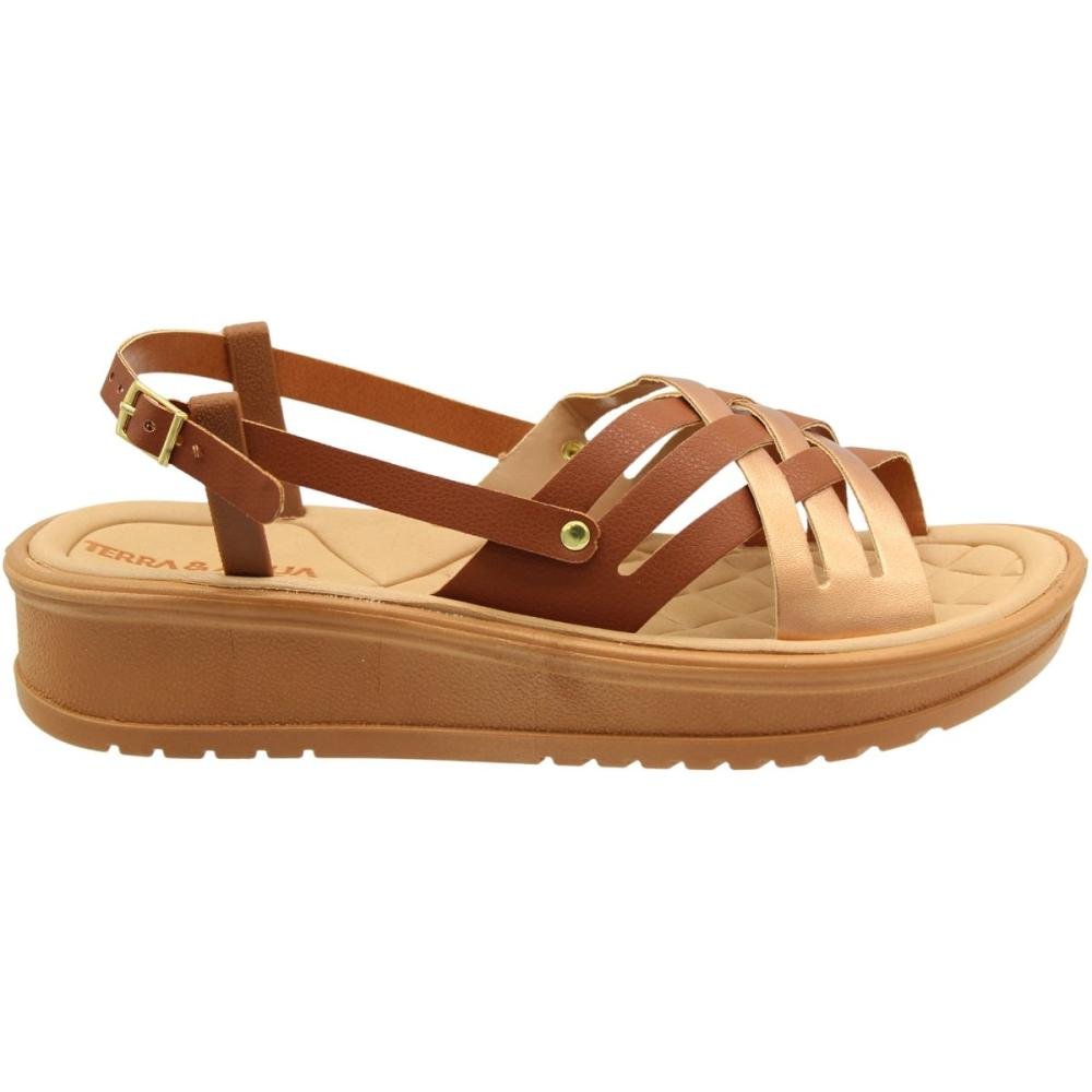 Sandália Plataforma Tira Entrelaçada Comfort Feminino