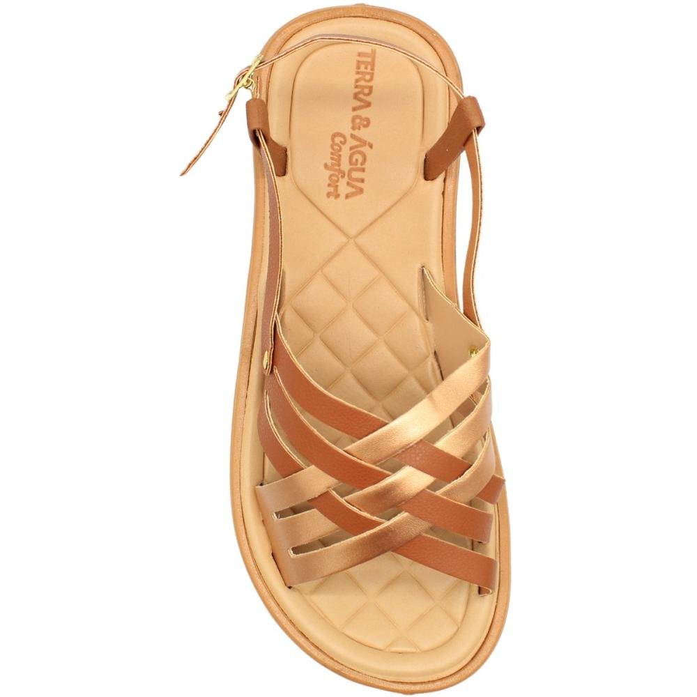 Sandália Plataforma Tira Entrelaçada Comfort Feminino Marrom 4