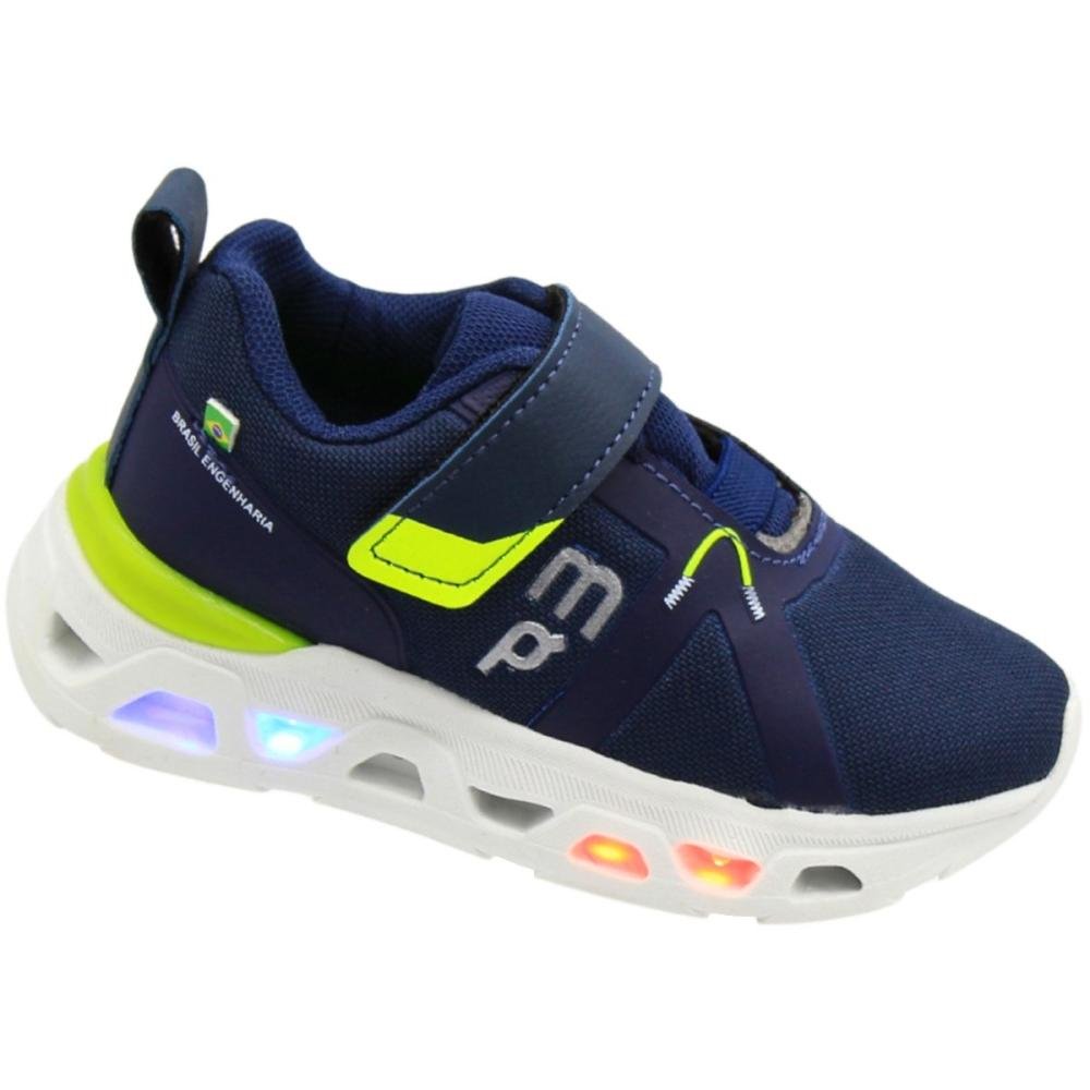Tênis Esportivo Juvenil Mini Pé Led Menino Azul 3