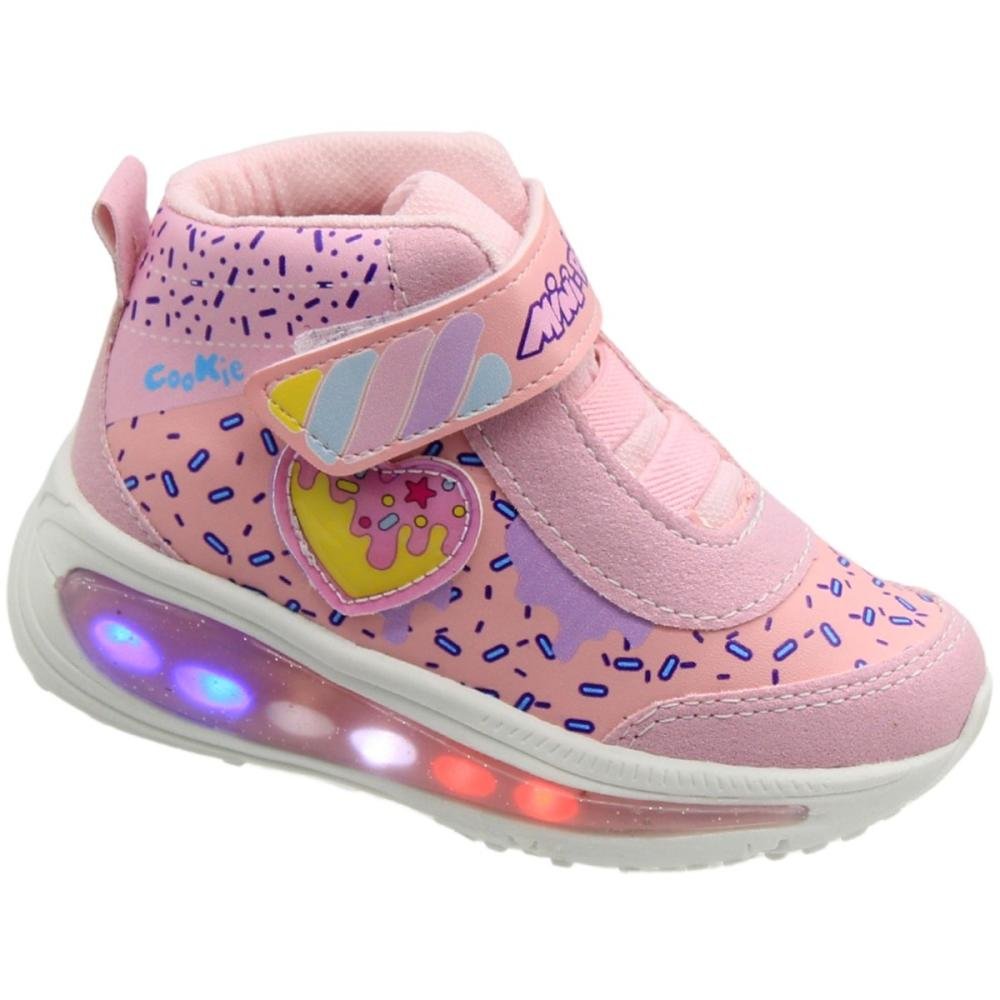 Tênis Esportivo Juvênil Mini-Pé Led Menina Rosa 2