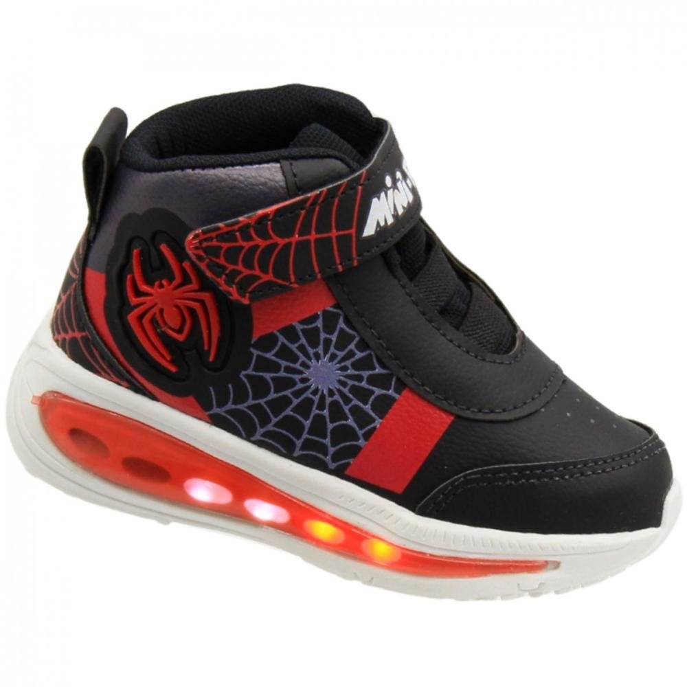 Tênis Esportivo Juvênil Mini-Pé Led Menino Preto 3