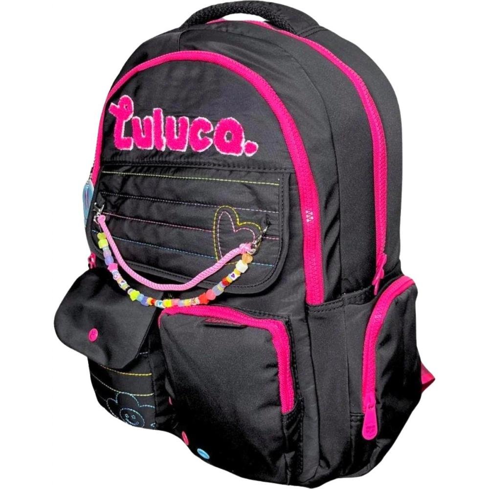 Mochila De Costas Escolar Clio Luluca Compartimentos Múltiplos Feminino Preto 3