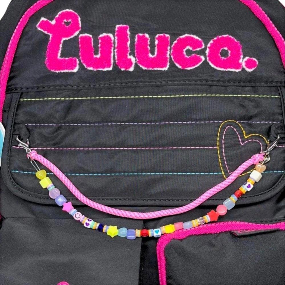 Mochila De Costas Escolar Clio Luluca Compartimentos Múltiplos Feminino Preto 4