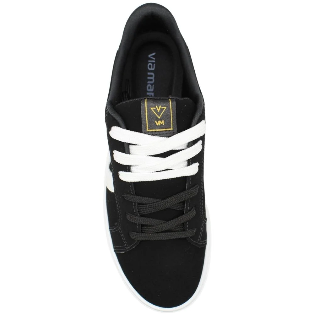 Tênis Casual Via Marte Nobuck Cadarço Duplo Ondas Laterais Feminino Preto 4