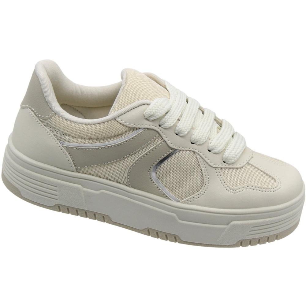 Tênis Casual Nádia Talita Detalhes Camurça Feminino Branco 3