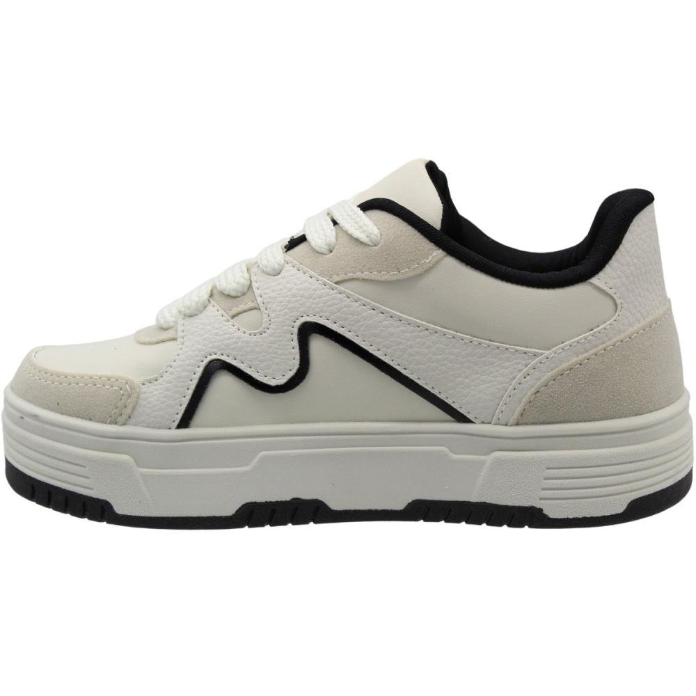 Tênis Plataforma Casual Nadia Talita Recortes com Pingente Feminino Branco 2