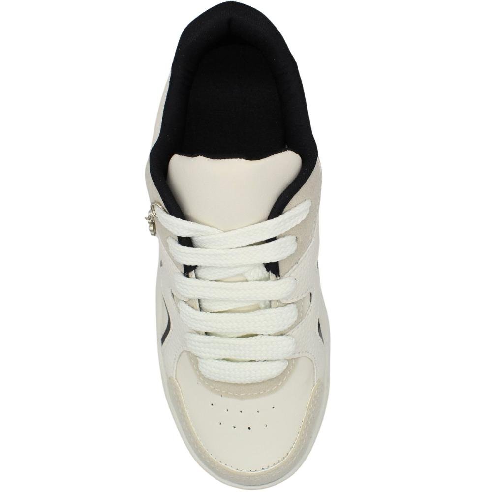 Tênis Plataforma Casual Nadia Talita Recortes com Pingente Feminino Branco 4