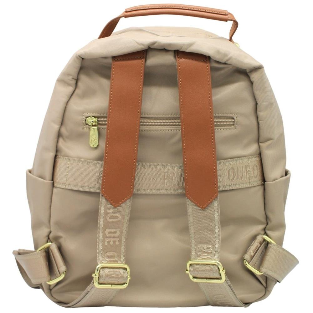 Mochila Bolsa Pavão De Ouro Prime Nylon feminino Bege 2