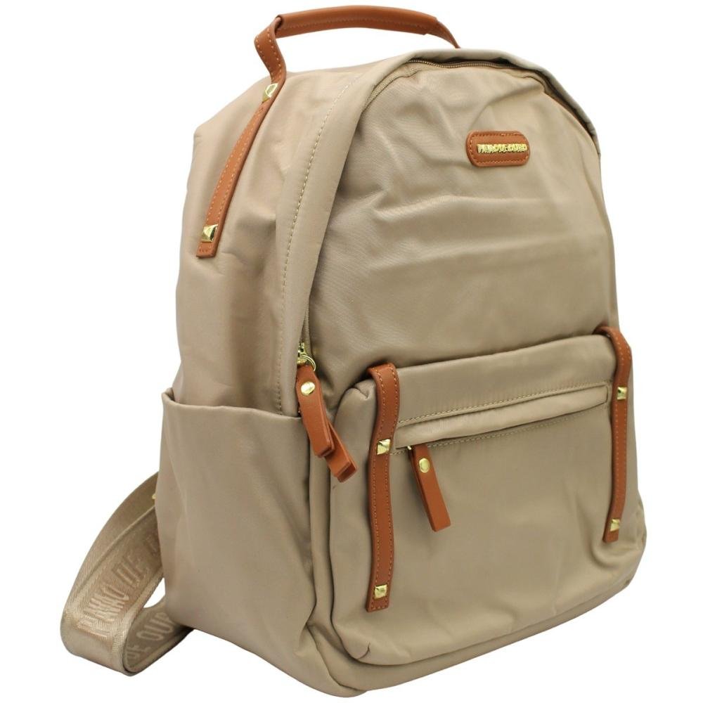 Mochila Bolsa Pavão De Ouro Prime Nylon feminino Bege 3