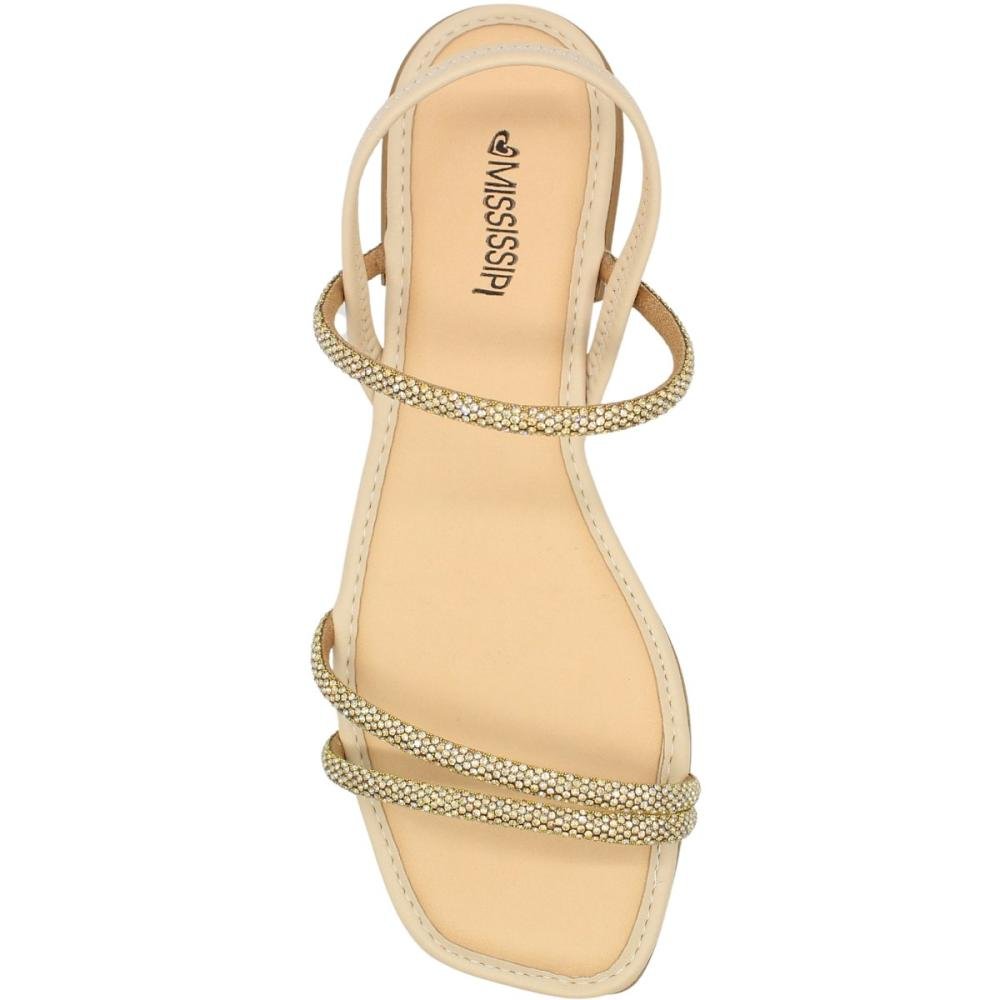 Sandália Rasteira Mississipi Rives Cotton Strass Feminina Branco 3