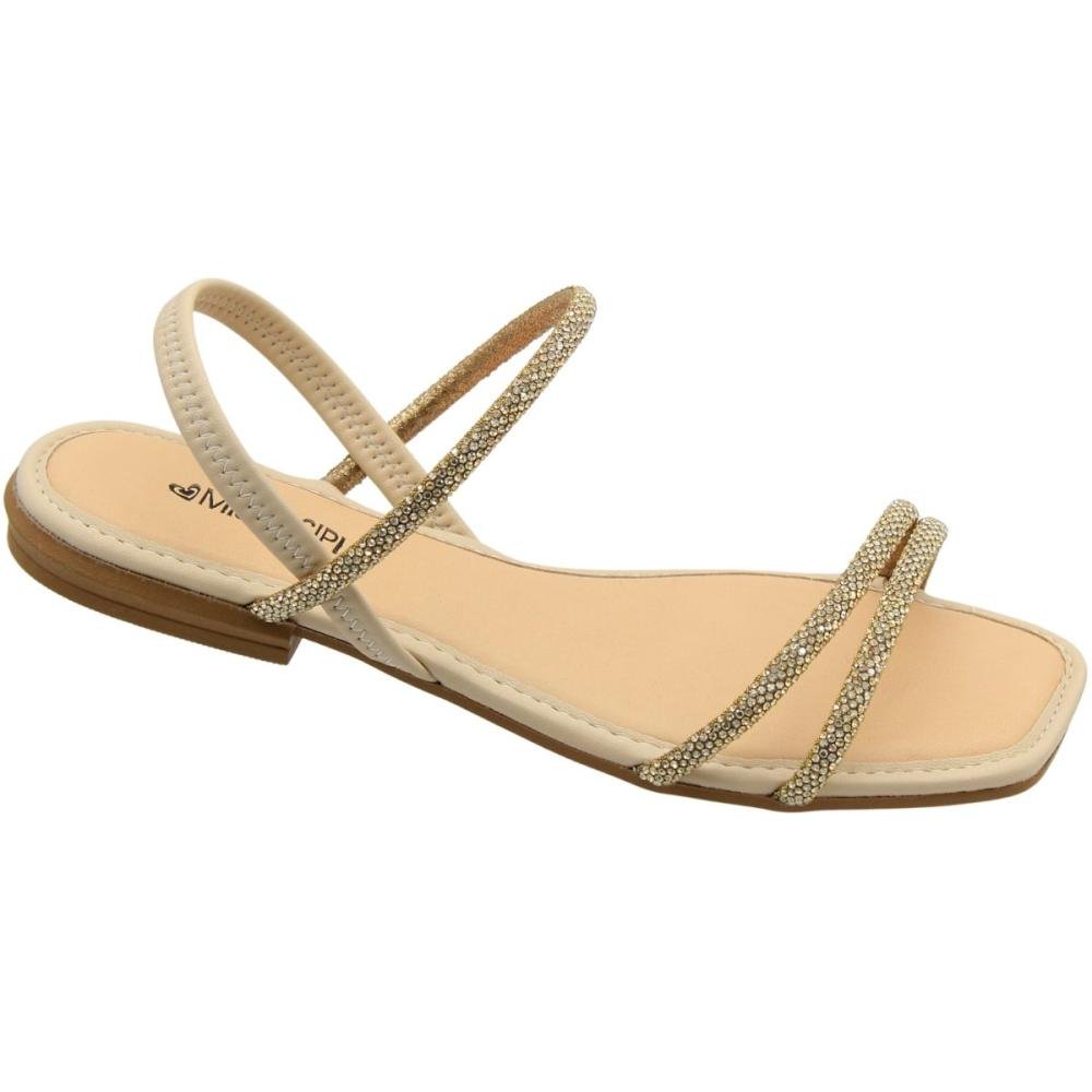 Sandália Rasteira Mississipi Rives Cotton Strass Feminina Branco 4