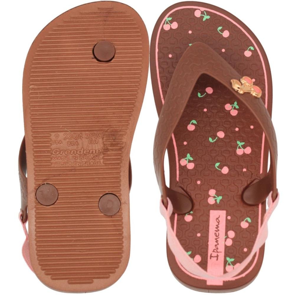 Chinelo De Dedo Baby Ipanema Fashion Belle Cerejas Menina Marrom 3