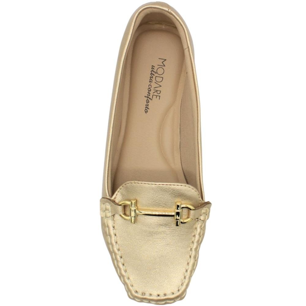 Sapatilha Mocassim Modare Lodon Ultraconforto Feminino Dourado 4