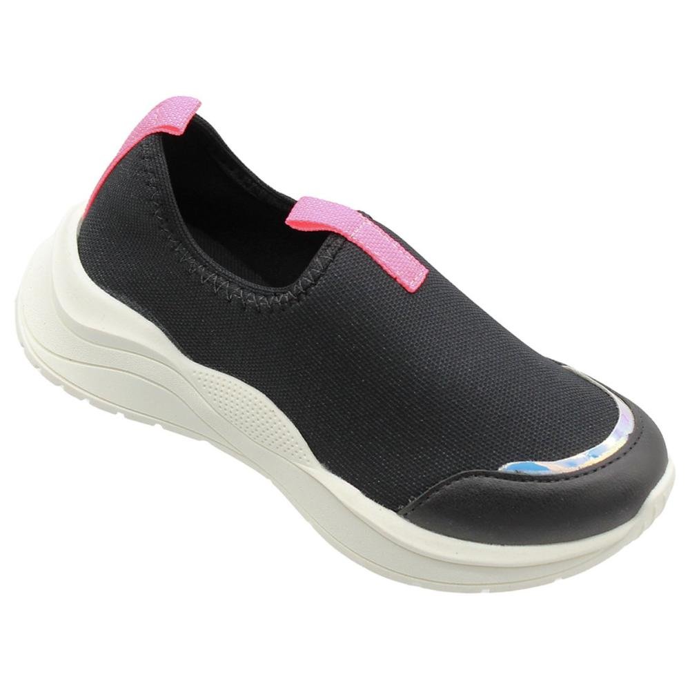 Tênis Slip On  Juvenil Ortofino Solado Robusto Menina Preto 5