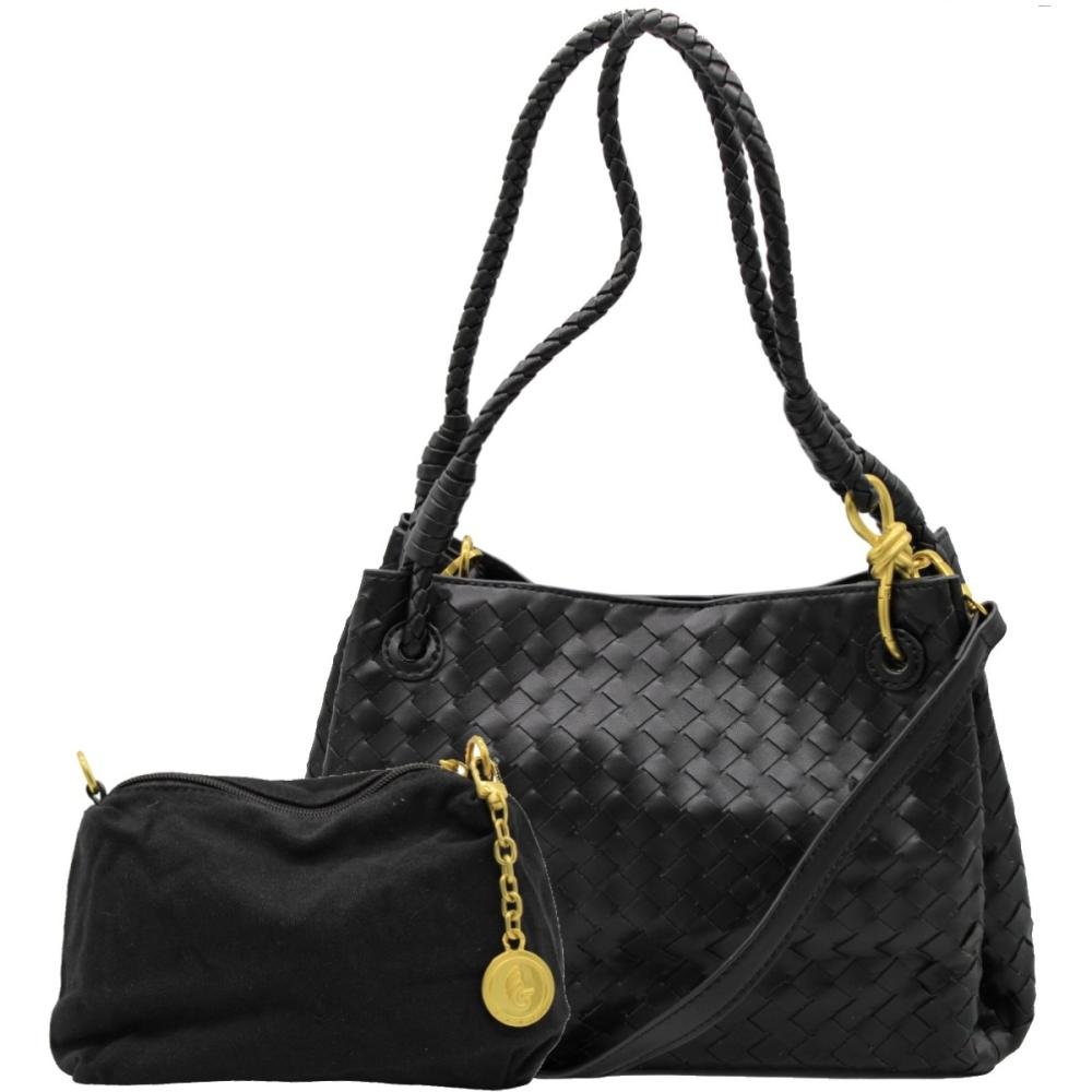 Bolsa De Ombro Pavão De Ouro Alça Ajustavel Trançada Necessaire Feminino