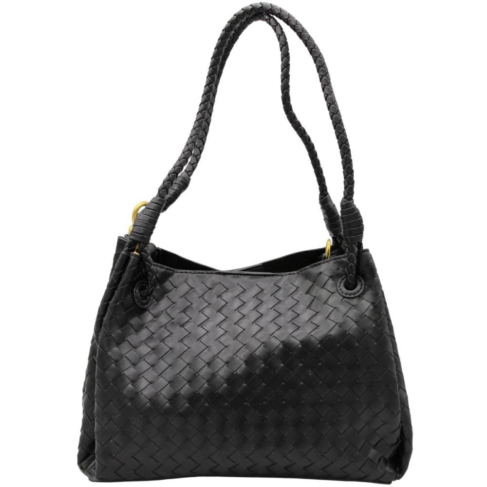 Bolsa De Ombro Pavão De Ouro Alça Ajustavel Trançada Necessaire Feminino Preto 2
