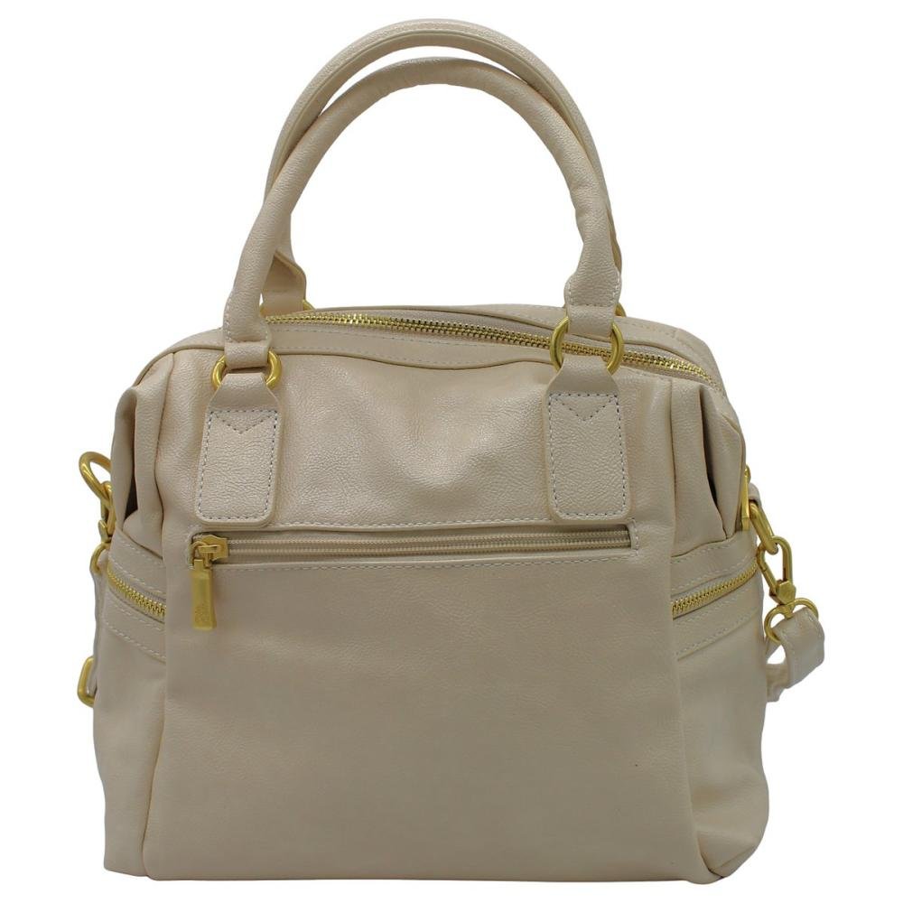 Bolsa De Mão Pavão De Ouro Detalhes Em Fivelas Feminina Branco 2
