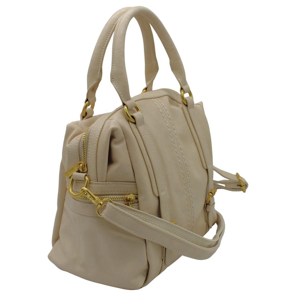Bolsa De Mão Pavão De Ouro Detalhes Em Fivelas Feminina Branco 3