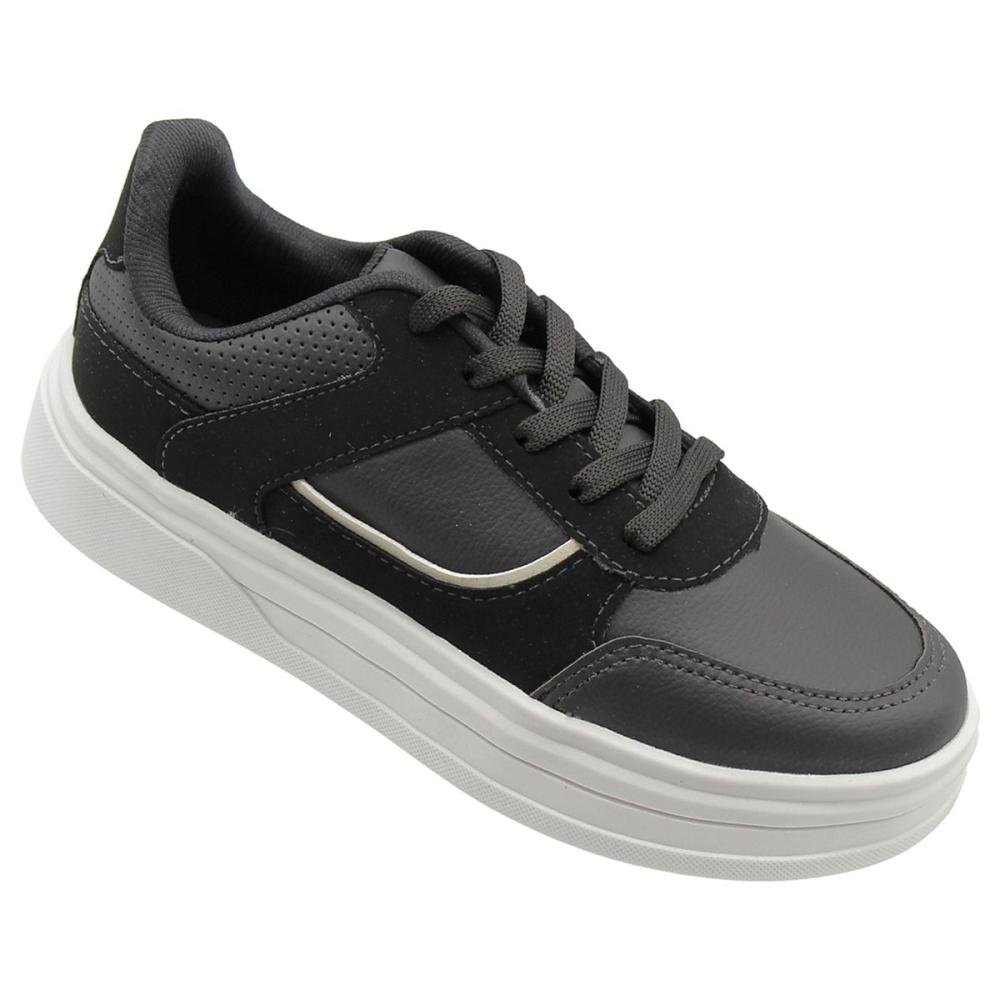 Tênis Casual Plataforma Olimpak Recortes Em Nobuck Feminino Preto 3
