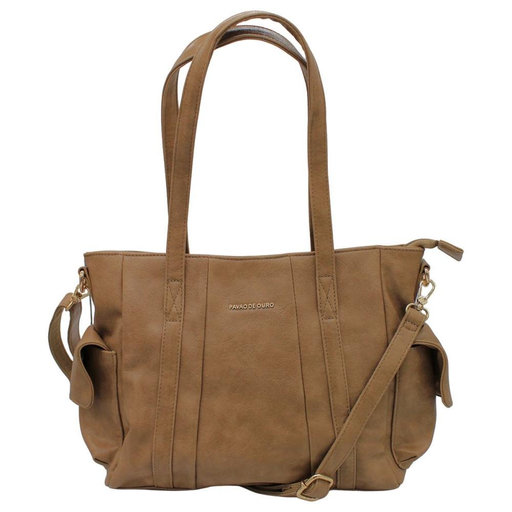 Bolsa De Ombro Pavão De Ouro Bolsos Laterais Feminina
